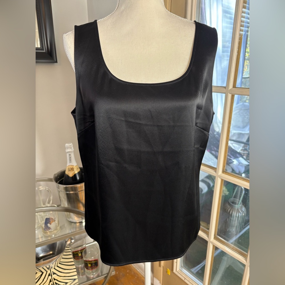 St. John Black Satin Camisole Top